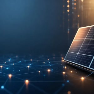 Futuristic tech network and solar energy grid background