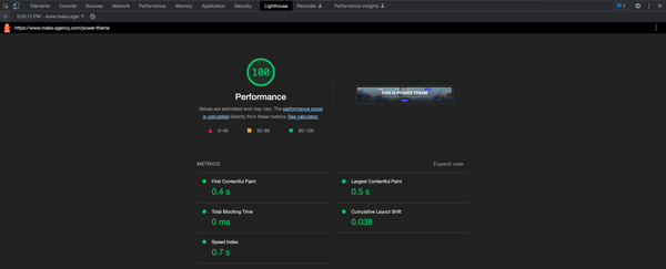 google-lighthouse-performance-100-power-theme