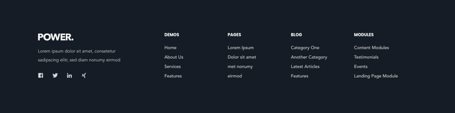 dark color scheme footer