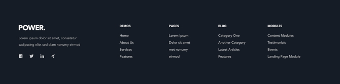 full width dark scheme footer