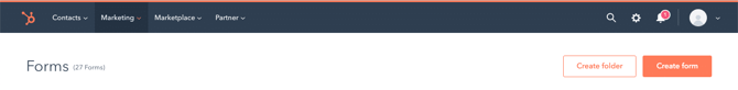 forms editor in hubspot with button to create form