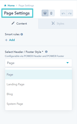 select-header-footer-style-page-settings