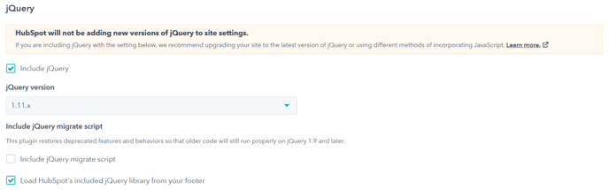 jquery-on-hubspot-setting