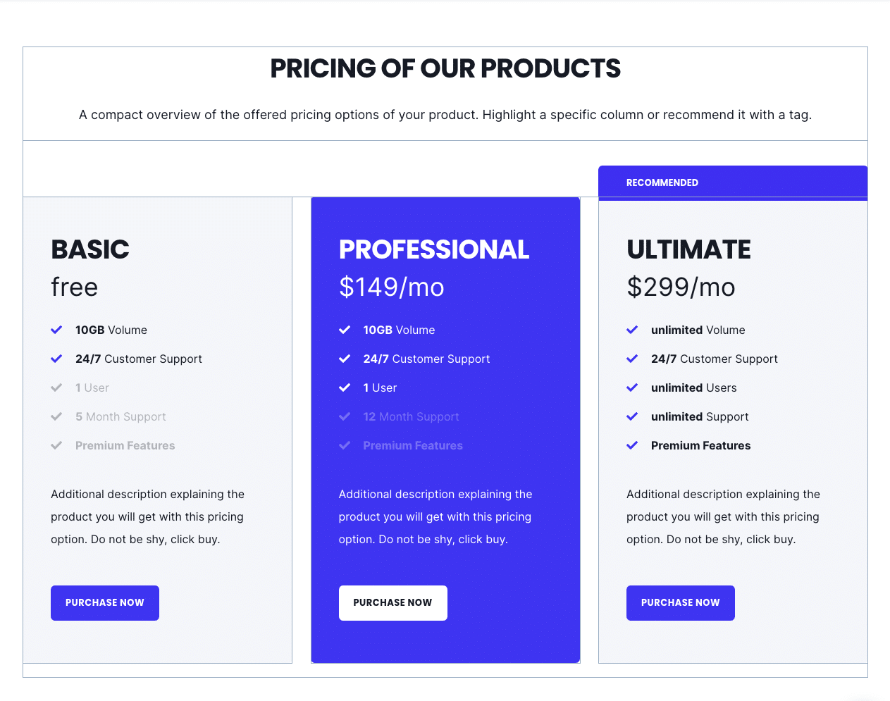 sub pricing module full layout power theme