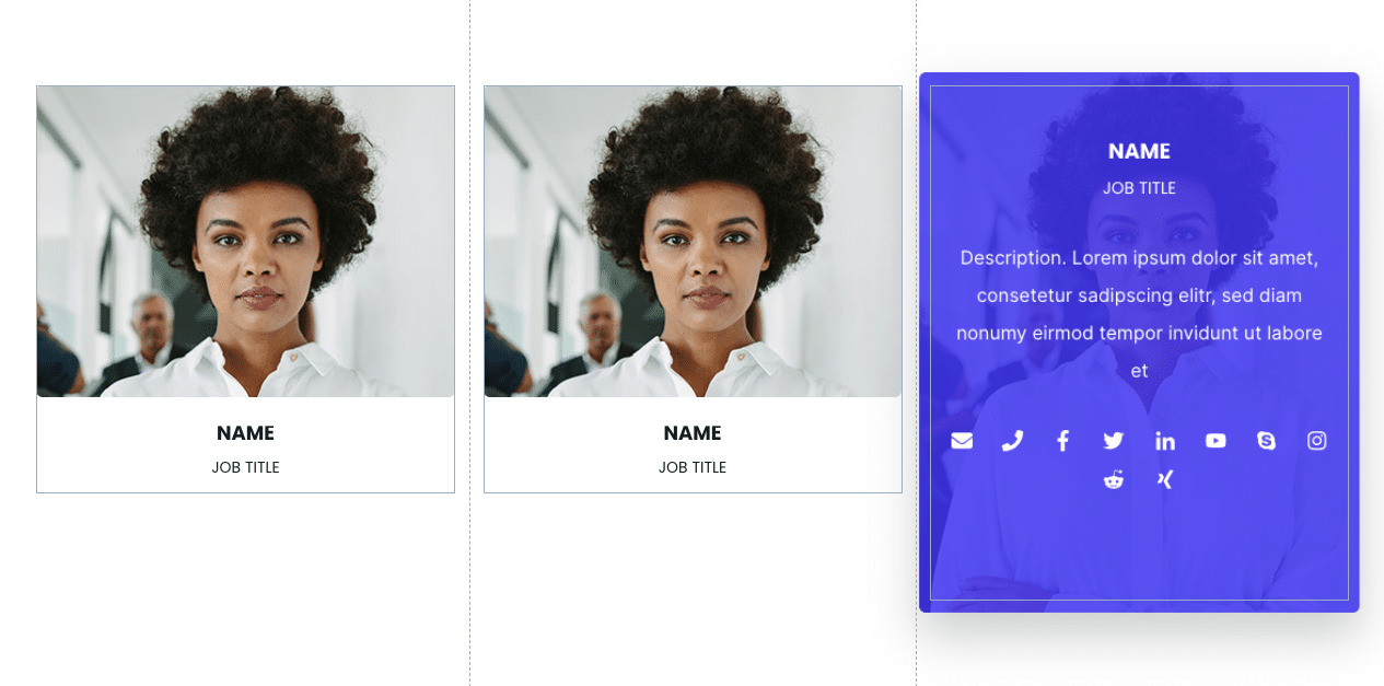 sub team module layout with three columns