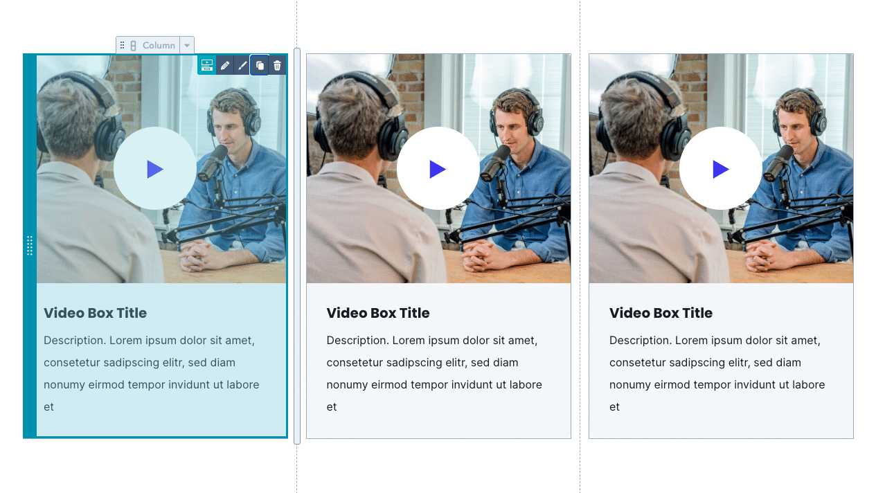 sub video box module custom three column layout