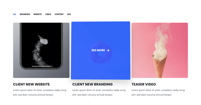 image box module with 3 column grid layout