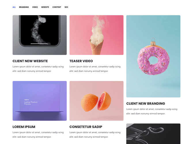3 column masonry reduced height image boxes