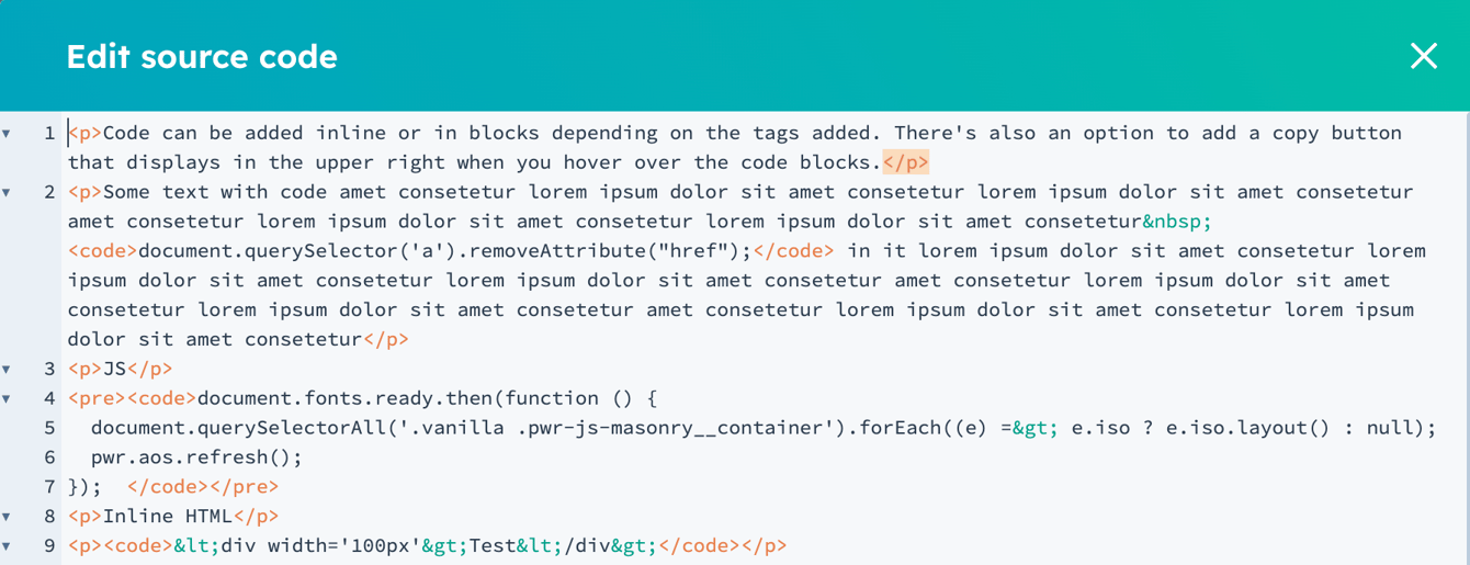 Code Highlighting