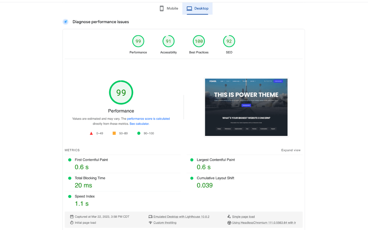 page-speed-insights-desktop-99-power-theme